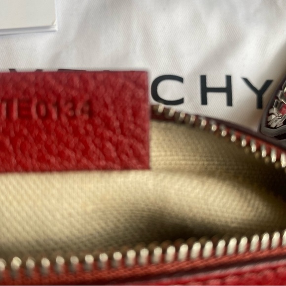 Givenchy Red Leather Mini Pandora Wristlet Pouch. - Picture 3 of 8